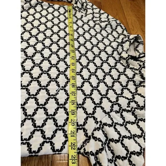 Tyler Boe Black Cream Fur Sleeves Dress Tunic Dress Stunning Mod 60s MIDI Size L - Picture 10 of 16